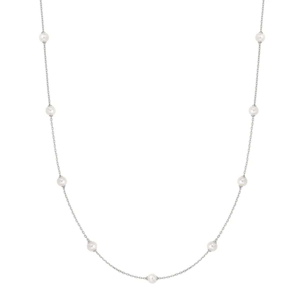 N065-03H ania haie silver Shell Pearl Station Chain Necklace front image