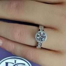 Sterling Silver CZ Halo Solitaire Channel Shoulders Ring