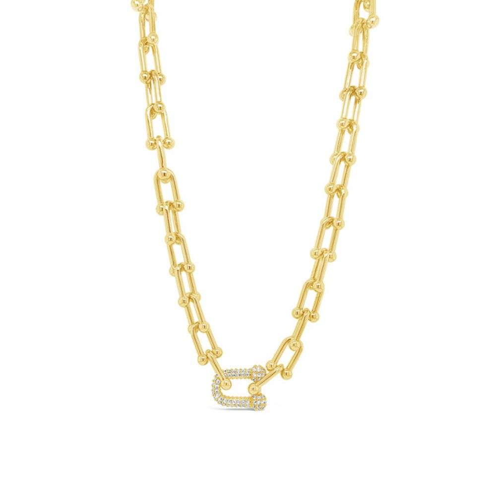 N2354GL absolute jewellery Gold Stirrup Stone-Set Necklace front image N2354GL absolute jewellery Gold Stirrup Stone-Set Necklace front image