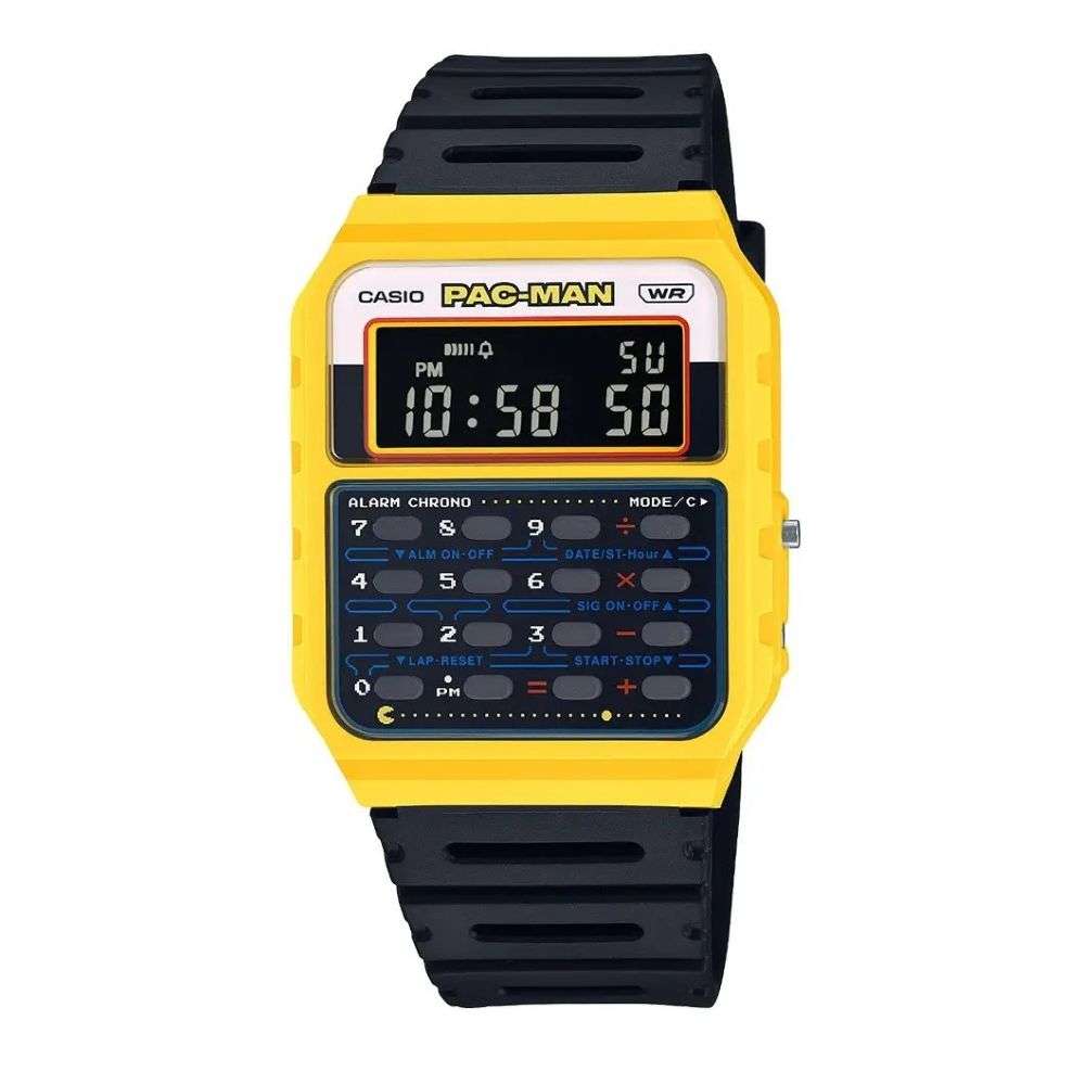 ca-53wpc-1ber Casio Pac Man limited edition calculator watch front image ca-53wpc-1ber Casio Pac Man limited edition calculator watch front image