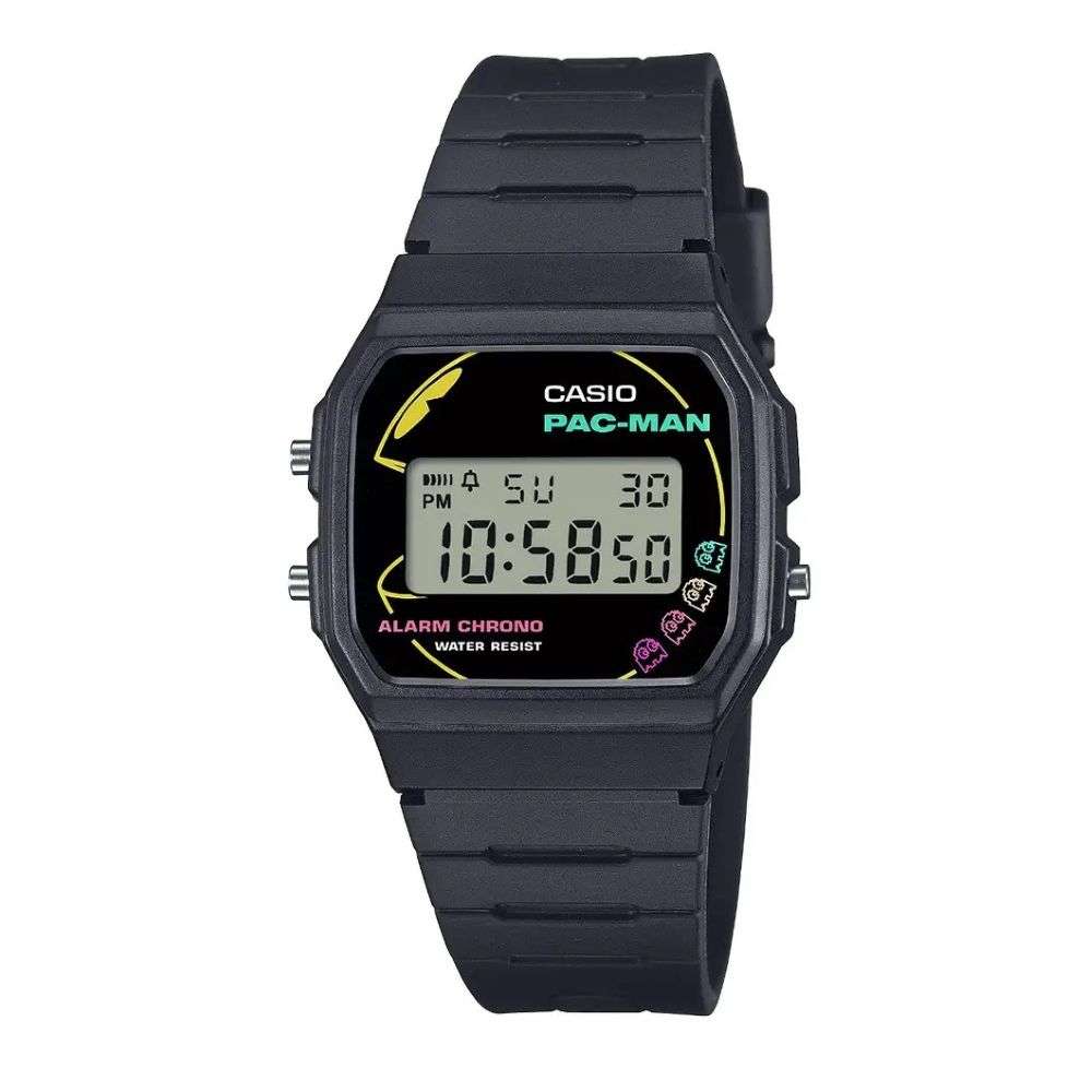 f-91wpc-1aer Casio Pac Man limited edition black silicon watch front image