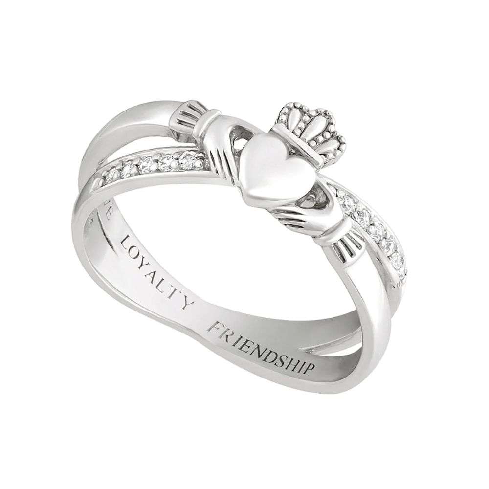 s21063 sterling silver-claddagh-kiss-cz ring-front image s21063 sterling silver-claddagh-kiss-cz ring-front image