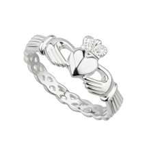 Sterling Silver Claddagh Celtic Weave Band Ring