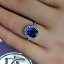 9ct White Gold Sapphire CZ Halo Dress Ring