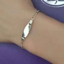 Sterling Silver Figaro Link Identity Bracelet