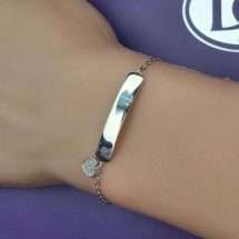Sterling Silver CZ Charm Identity Bracelet