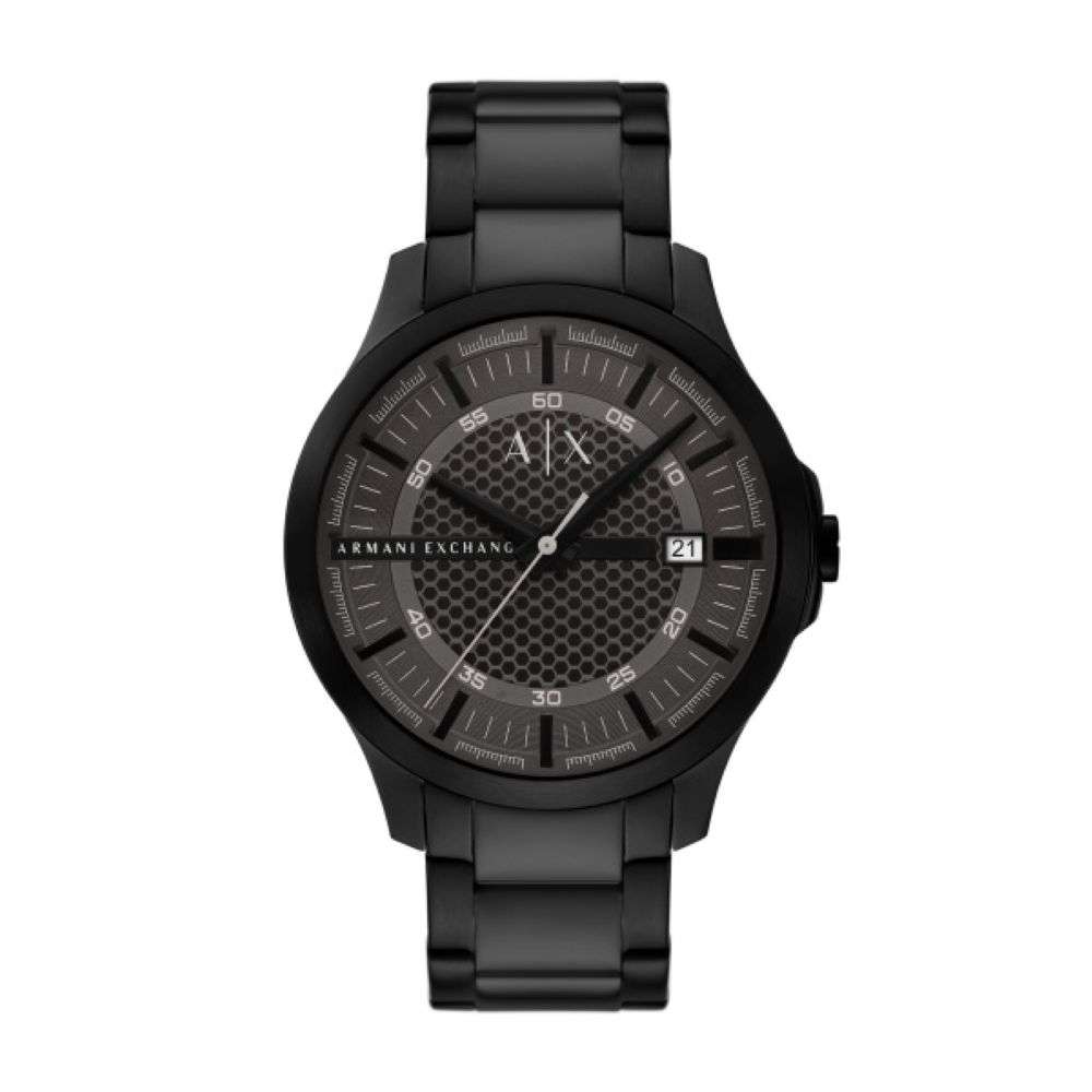 AX2464 Armani Exchange Hampton Black Steel analogue dial bracelet watch front image AX2464 Armani Exchange Hampton Black Steel analogue dial bracelet watch front image