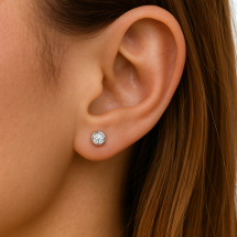 Sterling Silver 3mm Bezel Set Stud Earrings