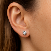Sterling Silver 4mm Bezel Set Stud Earrings