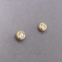 Sterling Silver 4mm Gold Bezel Set Stud Earrings