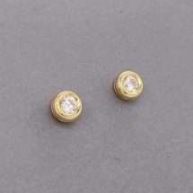 Sterling Silver 5mm Gold Bezel Set Stud Earrings