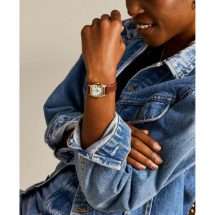 Fossil Womens Harlow Gold Case Leather Watch ES5364