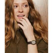 Fossil Womens Harlow Gold Case Leather Watch ES5426