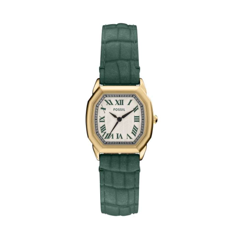 ES5427 Fossil womens Harlow gold case green leather strap watch front image ES5427 Fossil womens Harlow gold case green leather strap watch front image