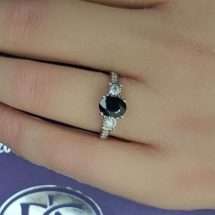 9ct Gold 1.00ct Sapphire 0.22cts Diamonds 3 Stone Ring
