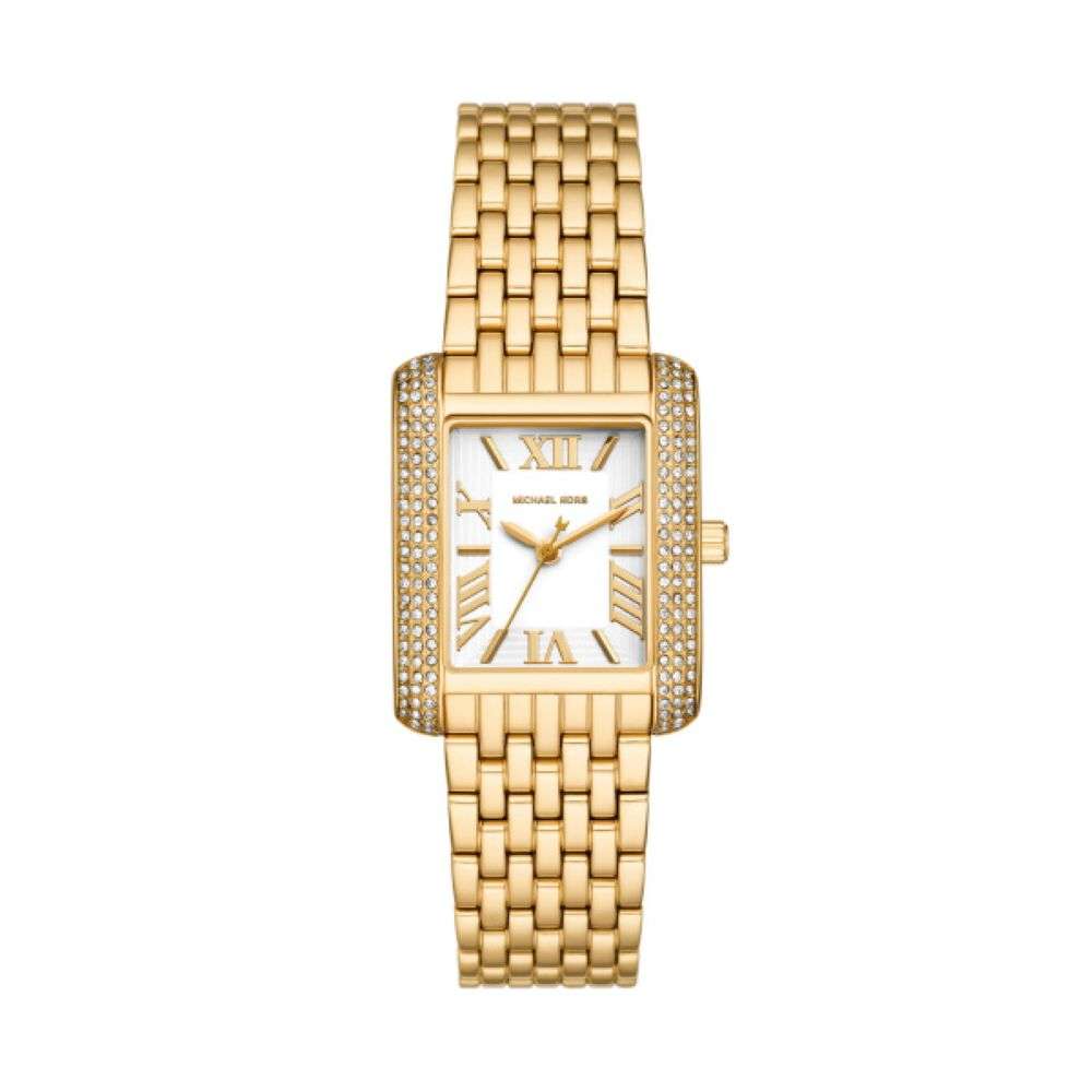 MK4826 Michael Kors womens Emery gold bracelet white analogue dial watch front image MK4826 Michael Kors womens Emery gold bracelet white analogue dial watch front image