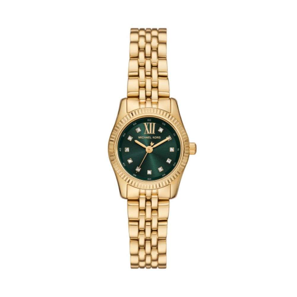 MK4842 Michael Kors Lexington gold bracelet green analogue dial watch front image