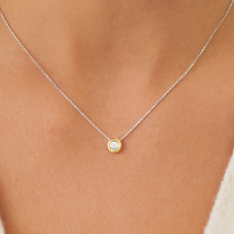 Sterling Silver 3mm Gold Bezel Set CZ Necklet