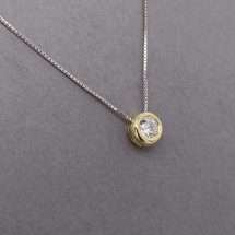 Sterling Silver 4mm Gold Bezel Set CZ Necklet