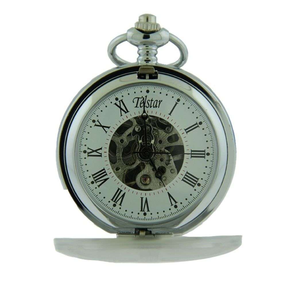 P9027CSV Telstar steel lattice front mechanical full hunters pocket watch front open image
