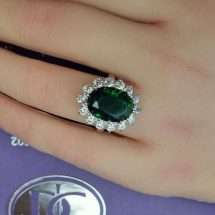 Sterling Silver Emerald CZ Cluster Ring