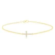 9ct Yellow Gold Sideways CZ Cross Bracelet