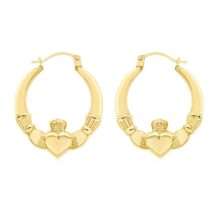 9ct Yellow Gold Medium Claddagh Creole Earrings