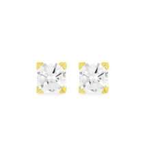 9ct Yellow Gold 6mm Princess Cut CZ Stud Earrings