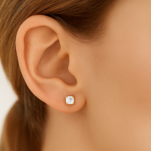 9ct Yellow Gold 6mm Princess Cut CZ Stud Earrings