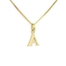 9ct Yellow Gold Polished Letter "A" On 18 Inch Chain