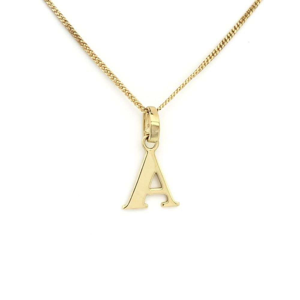 1.69.3791-9ct-Yellow-Gold-Polished-Letter-A-On-18-Inch-Chain-front-image