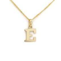 9ct Yellow Gold Polished Letter "E" On 18 Inch Chain