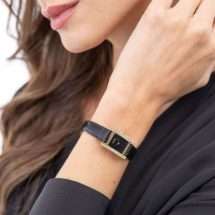 Boss Ladies Lucy Gold Case Black Leather Watch 1502813