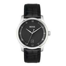 Boss Gents Principle Steel Black Leather Watch 1514122