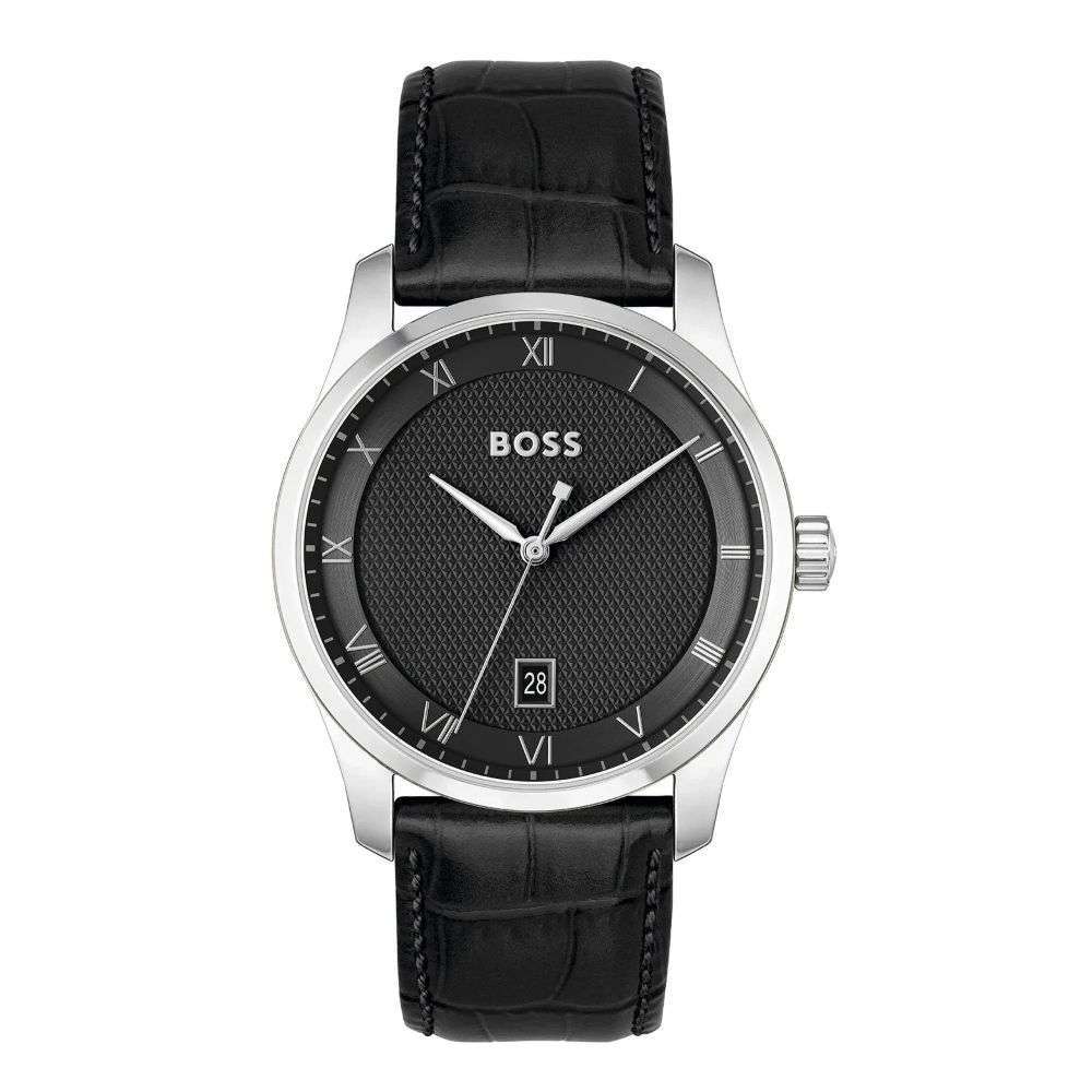 1514122 Boss Gents Principle Steel Case Black Dial Leather Strap Watch Front Image 1514122 Boss Gents Principle Steel Case Black Dial Leather Strap Watch Front Image