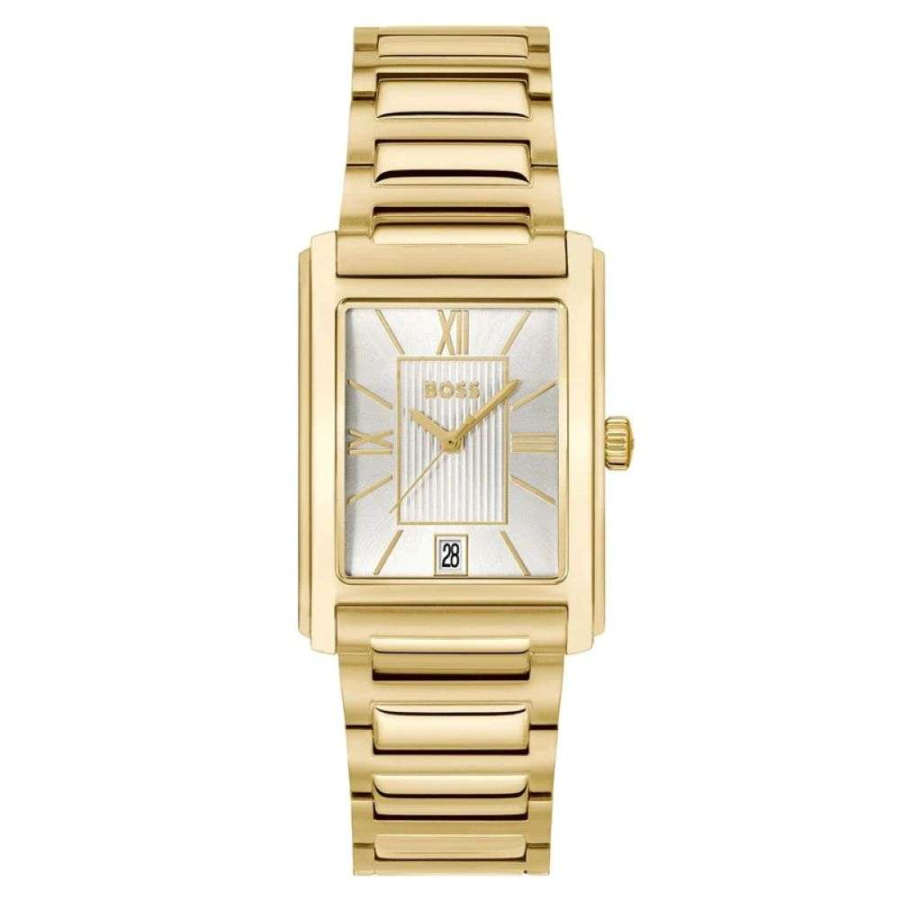 1514280 Hugo Boss Principle Gents Gold Case And Bracelet Watch Front Image