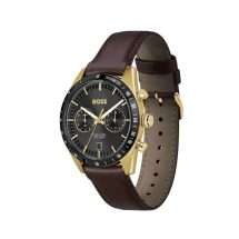 Boss Gents Tourmaster Gold Leather Watch 1514285