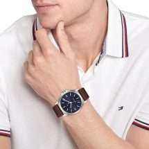 Tommy Hilfiger Mens Bruce Steel Case Leather Watch 1710669