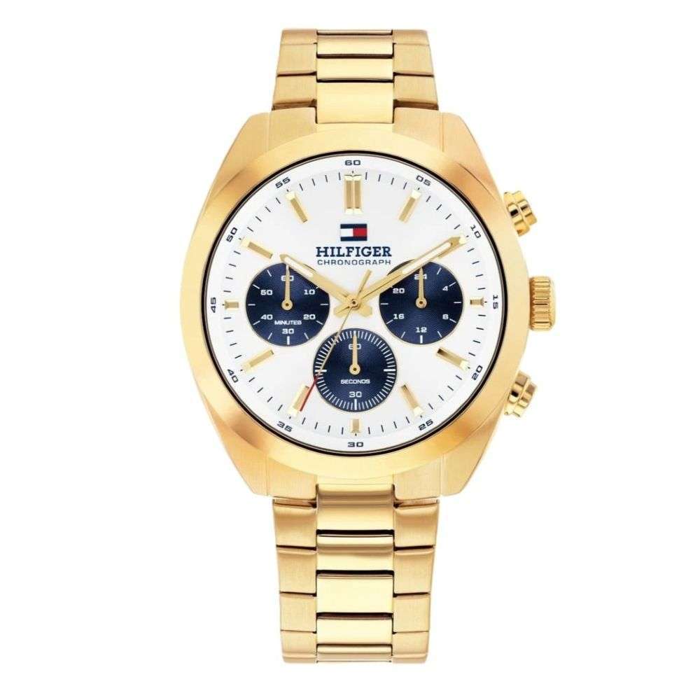 1710723 Tommy Hilfiger Mens Gold Bracelet White Dial Watch front image