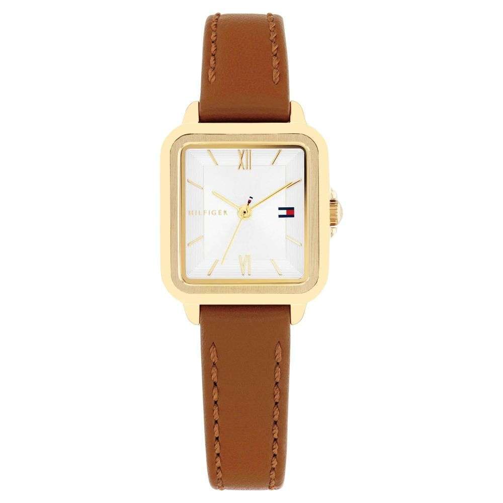 1782859 Tommy Hilfiger Ladies Mia Gold Case Leather Strap Watch front image