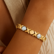 9ct Yellow And White Gold Hugs And Kisses Bracelet