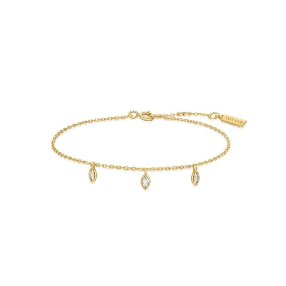 B066-02G Ania Haie Gold Sparkling Triple Station Bracelet front image