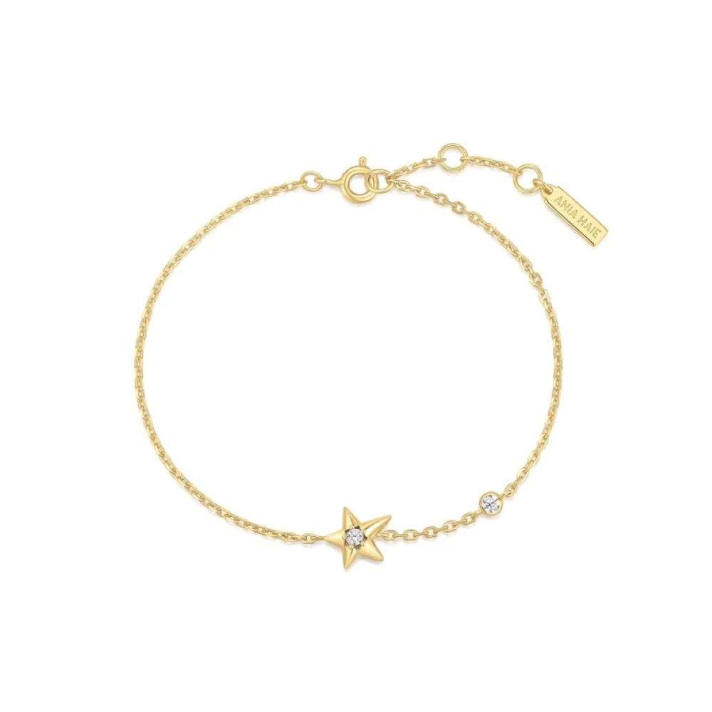 B066-04G Ania Haie Gold Sparkling Star Bracelet front flat image B066-04G Ania Haie Gold Sparkling Star Bracelet front flat image