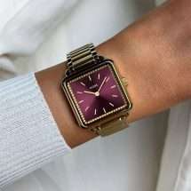 Cluse Ladies Tetragone Gold Cranberry Watch CW10314