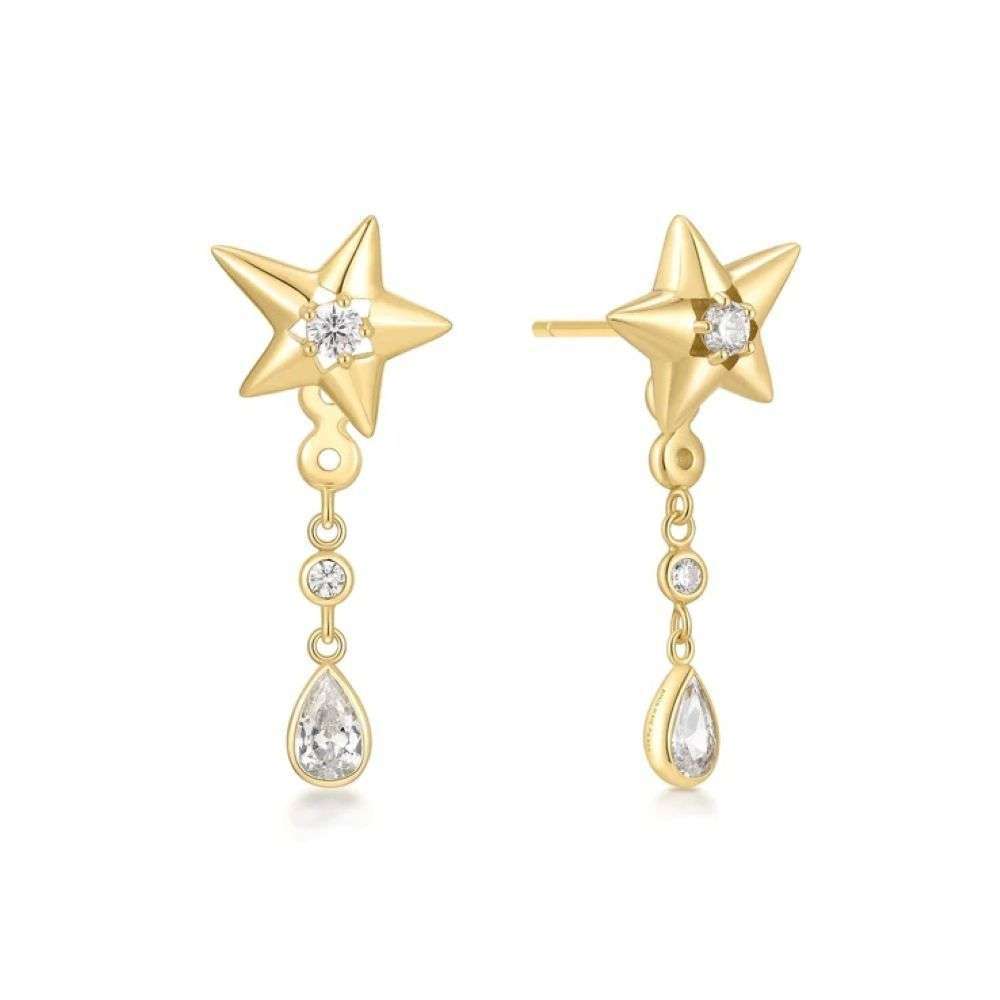 E066-07G Ania Haie Gold Sparkling Star Drop Stud Earrings front image E066-07G Ania Haie Gold Sparkling Star Drop Stud Earrings front image
