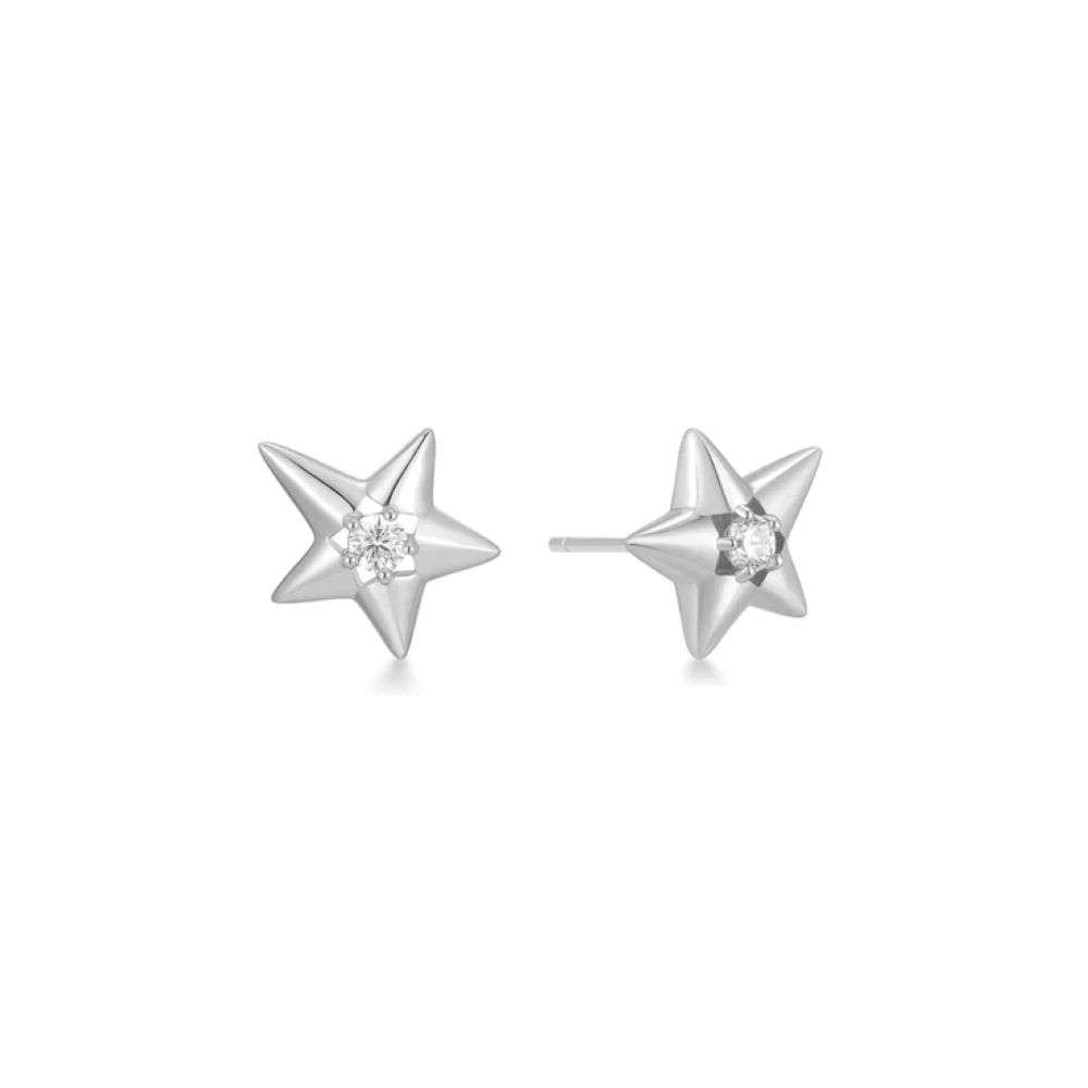 E066-07H Ania Haie Silver Sparkling Star Drop Stud Earrings stud image
