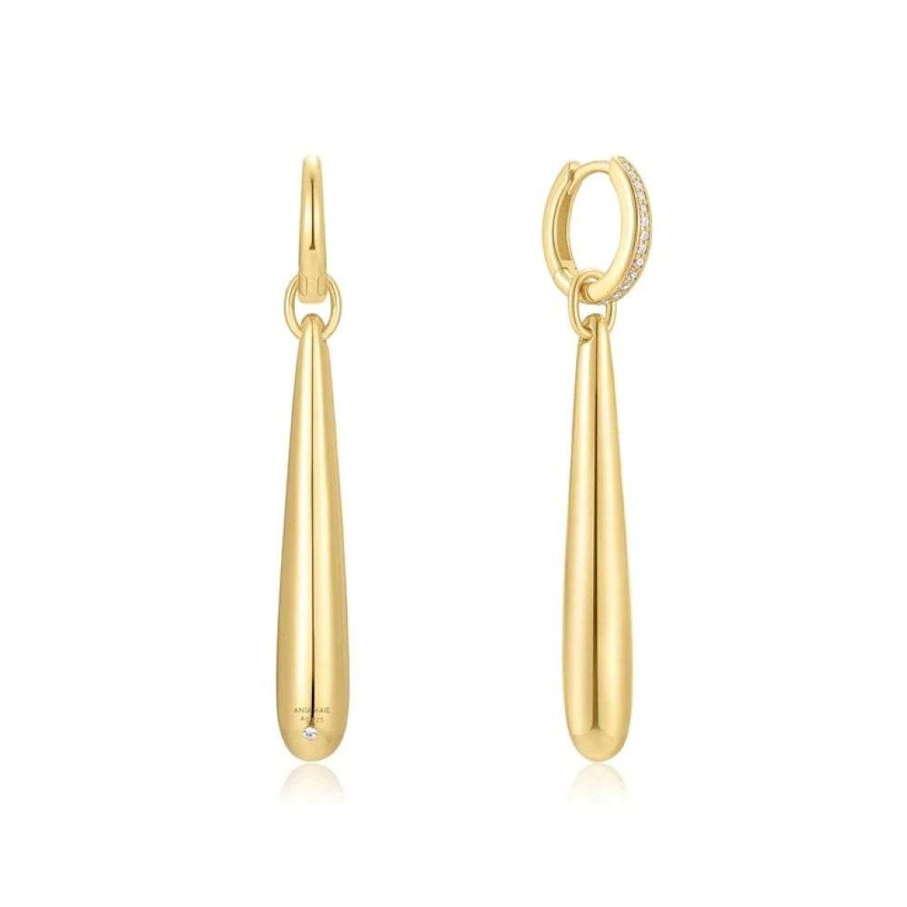 E067-11G Ania Haie Gold Long Water Droplet Drop Earrings side image
