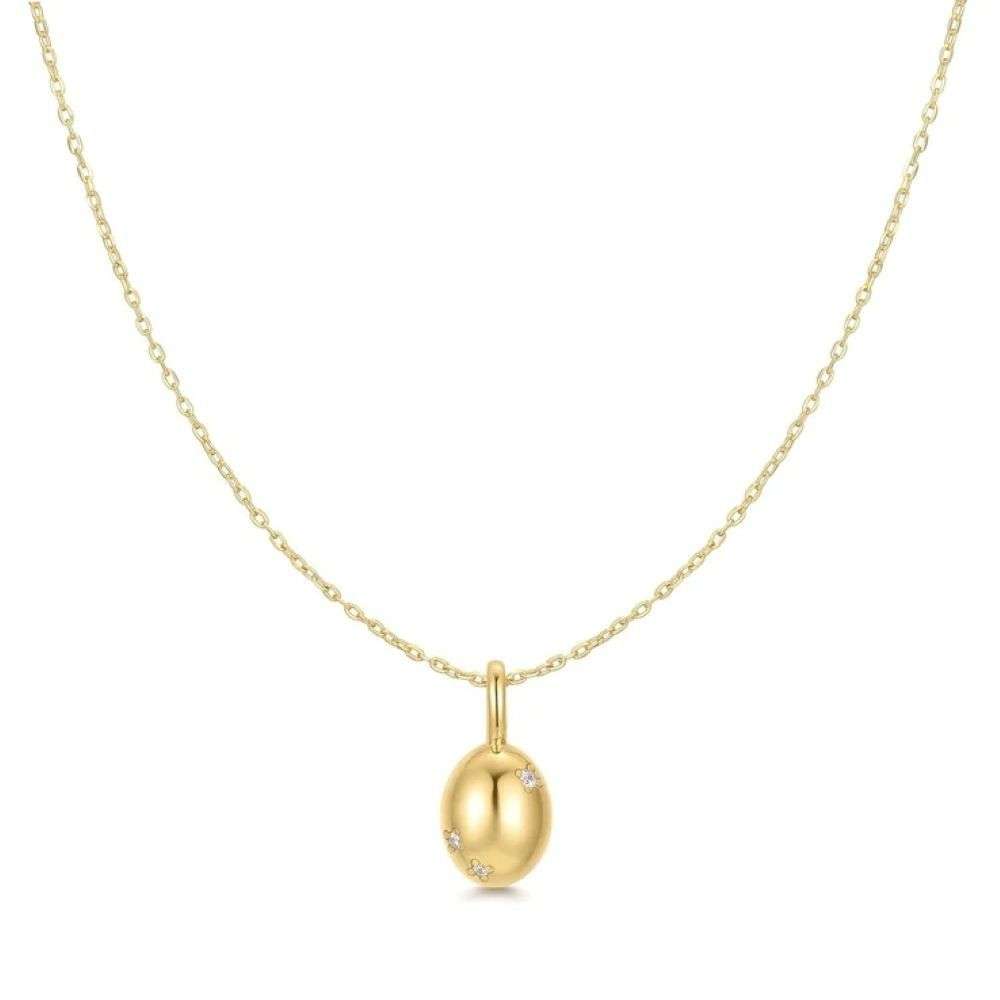 N068-03G Ania Haie Gold Floral Oval Pendent Necklace front image