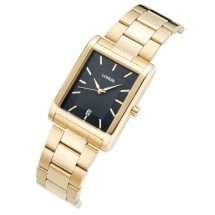 Lorus Mens Gold Case Black Dial Watch RH938RX9