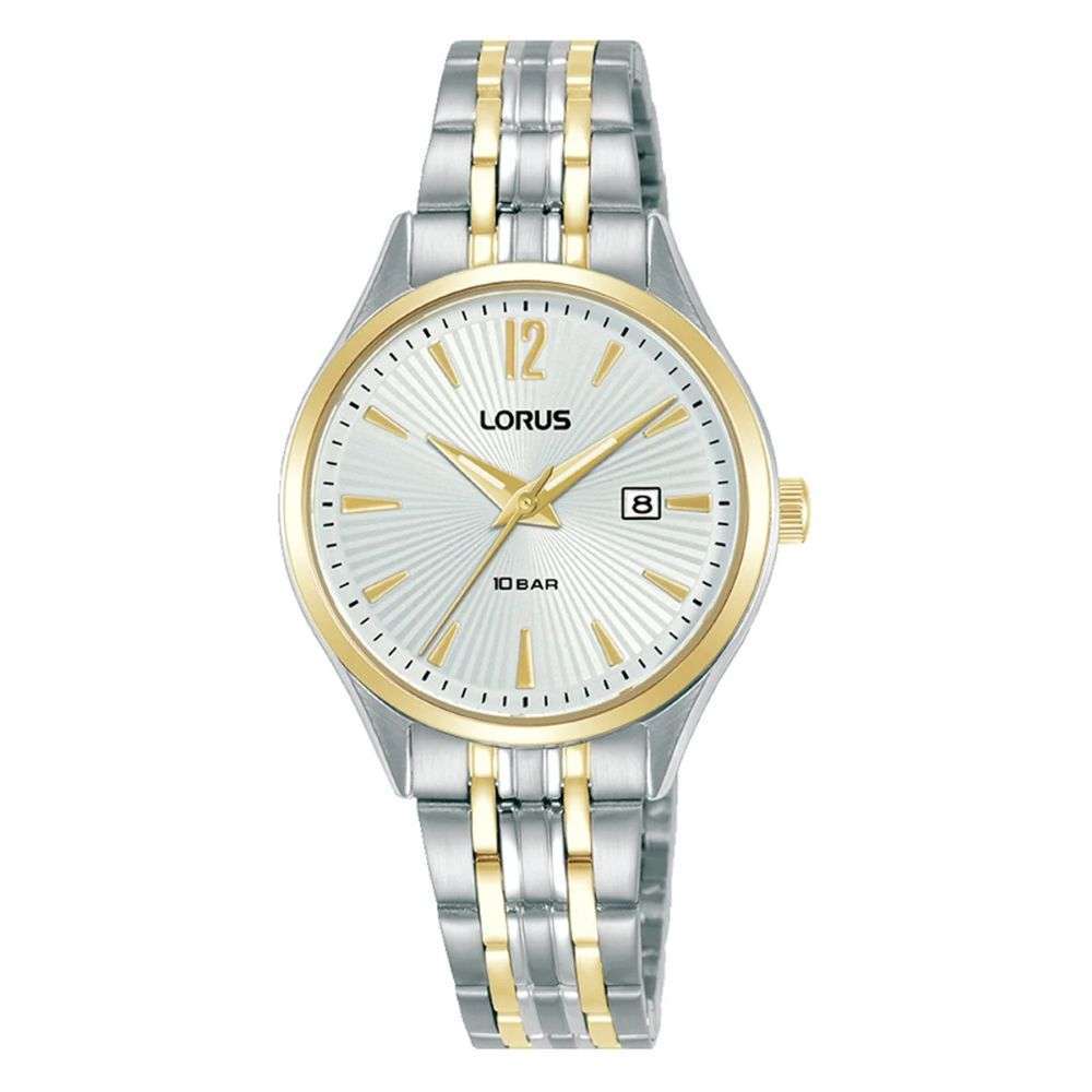 RJ202CX9 lorus quartz ladies two tone white dial bracelet watch front image